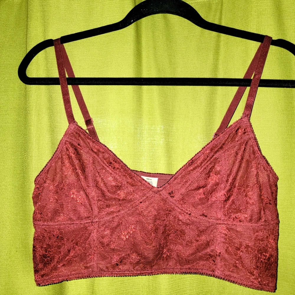 Dark Red or Maroon Lace Bralette in XL extra larg. Like free people